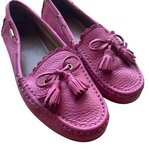 Coach Pebble Grain Leather Tassel Loafers Strawberry Color Soft Comfortable
